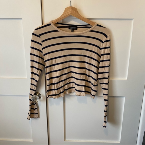TopShop Striped Cropped Long Sleeve - Picture 3 of 5